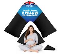 Rohi Orthopaedic V Pillowcase Only - 100% Microfibre Anti Allergy Triangle Pillowcases for Nursing, Maternity & Pregnancy V Pillows - Super Soft & Breathable V Case Only (Black)