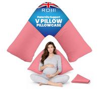 Rohi Orthopaedic V Pillowcase Only - 100% Microfibre Anti Allergy Triangle Pillowcases for Nursing, Maternity & Pregnancy V Pillows - Super Soft & Breathable V Case Only (Baby Pink)