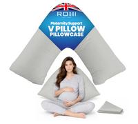 Rohi Orthopaedic V Pillowcase Only - 100% Microfibre Anti Allergy Triangle Pillowcases for Nursing, Maternity & Pregnancy V Pillows - Super Soft & Breathable V Case Only (Silver)