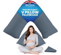 Rohi Orthopaedic V Pillowcase Only - 100% Microfibre Anti Allergy Triangle Pillowcases for Nursing, Maternity & Pregnancy V Pillows - Super Soft & Breathable V Case Only (Grey)