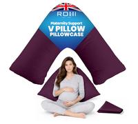 Rohi Orthopaedic V Pillowcase Only - 100% Microfibre Anti Allergy Triangle Pillowcases for Nursing, Maternity & Pregnancy V Pillows - Super Soft & Breathable V Case Only (Plum)