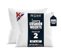 Rohi Pack of 2 Premium Microfibre Cushion Inserts 30cm x 30cm | 12x12 inch - Soft & Plump Down Alternative Filled Cushions Inner Pad - Breathable & Hypoallergenic Cushion Pads Set of 2 - White