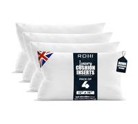 Rohi Pack of 4 Premium Microfibre Cushion Inserts 30cm x 40cm | 12x16 inch - Soft & Plump Down Alternative Filled Cushions Inner Pad - Breathable & Hypoallergenic Cushion Pads Set of 4 - White