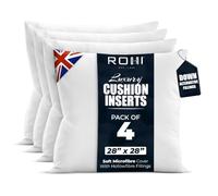 Rohi Pack of 4 Premium Microfibre Cushion Inserts 70cm x 70cm | 28x28 inch - Soft & Plump Down Alternative Filled Cushions Inner Pad - Breathable & Hypoallergenic Cushion Pads Set of 4 - White