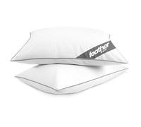 Rohi Pair of Supreme Duck Feather & Down Soft Pillows - Hypoallergenic & Down Proof - 2 Pack Standard 100% Ultimate Feather Pillow - Pure Cotton Cover 230 TC - Duck Down Pillow (75cmx50cm)
