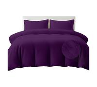 Rohi Purple Luxury Teddy Fleece Duvet Cover Set - Soft Cosy & Fluffy Teddy Bear Bedding, Thermal Warm Winter Fleece Quilt Cover with Matching Pillowcases - Anti Allergy Bedding, Super King