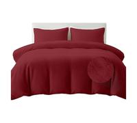 Rohi Red Luxury Teddy Fleece Duvet Cover Set Double - Soft Cosy & Fluffy Teddy Bear Bedding, Thermal Warm Winter Fleece Quilt Cover with Matching Pillowcases - Anti Allergy Bedding, Double