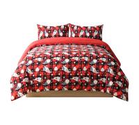 Rohi Red Tartan Teddy Fleece Christmas Bedding Single Duvet Cover Set - Cozy Gonk Bedding with Pillowcases, Soft & Warm Winter Quilt Cover, Christmas Gonks Bedding Set Festive Xmas Gonks (137x200cm)