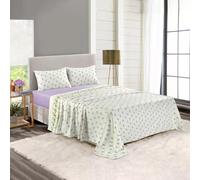 Rohi Rosebud Floral Flannelette Brushed Cotton King Size Bed Sheet Set | 1x Flat Sheet | 1x Fitted Sheet and 2x Pillow Covers (King, lilac)
