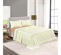 Rohi Rosebud Floral Flannelette Brushed Cotton Single Bed Sheet Set | 1x Flat Sheet | 1x Fitted Sheet and 1x Pillow Cover (Single, natural)