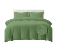 Rohi Sage Luxury Teddy Fleece Duvet Cover Set King Size - Soft Cosy & Fluffy Teddy Bear Bedding, Thermal Warm Winter Fleece Quilt Cover with Matching Pillowcases - Anti Allergy Bedding, King
