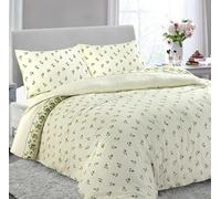 Rohi Soft & Warm 100% Brushed Cotton Bedding Single Duvet Cover Set - 3pcs Floral Bedding Set -Hypoallergenic Flannelette Bedding Set & Pillowcases (Single, Natural Rose Bud)