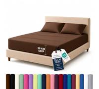 Rohi Super King Fitted Sheet Set 25cm Deep Pocket Cotton Blend Bed Sheet Set, Soft Easy Care, Wrinkle, Shrink & Fade Resistant, Fully Elasticated, Chocolate