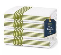 Rohi Tea Towels Pack of 4, 100% Cotton Kitchen Tea Towels Soft Absorbent Dish Towels Reusable Kitchen Hand Towels for Drying Dishes Machine Washable, Lint Free, 45 × 66cm, Lime Green