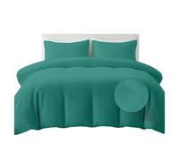 Rohi Teal Luxury Teddy Fleece Duvet Cover Set - Soft Cosy & Fluffy Teddy Bear Bedding, Thermal Warm Winter Fleece Quilt Cover with Matching Pillowcases - Anti Allergy Bedding, Super King
