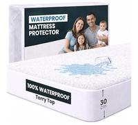 Rohi Terry Super King Mattress Protector Waterproof (180x200cm) | 30cm Deep Fit Mattress Cover | Soft, Anti-Allergy & Breathable Terry Toweling Mattress Protector | Noiseless Waterproof Bed Protector