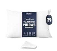 Rohi Value Range Bed Pillow 1 Pack with White Microfibre Pillowcase | Neck Support Hypoallergenic Pillow | Breathable Medium Firm Pillows for Back, Front & Side Sleepers | UK Made 45 × 66 cm