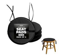 Rohi Waterproof Round Seat Pads Black - 4 Pack 35cm-Round 100% Polyester Indoor & Outdoor Chair Cushions with Foam & Fibre Filling - Durable Dining, Garden & Bistro Chair Cushions Pack of 4