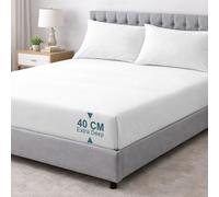 Rohi White Deep Super King Fitted Sheet with Pillowcases | 16”/40cm Deep Pocket Percale Cotton Blend Bed Sheets | Breathable Extra Soft & Comfortable Fitted Sheet (180×200cm)