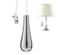 ROHMERIQUE 1 Pc Bathroom Pull Cord Handle, Teardrop Chrome Pull String Switch with 1.5m White Nylon Extension, Durable Waterproof Replacement Pull Cord for Ceiling Light, Fan, Bathroom and Toilet