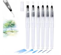 ROHMERIQUE 6 Pcs Refillable Watercolour Brush Pens Set - Multi-Tip Water Brush with Fine, Medium & Large Tips, Easy-Fill Water Reservoir for Watercolor Painting, Calligraphy, Sketching & Travel