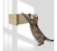 Rohrschneider Cat Stairs for Cat Wall Climbing Wall Cats Wood Natural Wall Elements Scratching Post with Strong Sisal Rope Load Capacity up to 35 kg 7 x 7 x L 21 cm (Pack of 1)