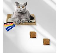 Rohrschneider Cat Wall Elements, 3-Piece Climbing Wall for Cats with Washable Cat Cushion and Cat Stairs 8 mm Sisal Rope, Load Capacity up to 30 kg, Various Colours, Flamed (Cord Cushion Deluxe Beige)