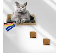 Rohrschneider Cat Wall Elements | 3-Piece Climbing Wall for Cats with Washable Cat Cushion and Cat Stairs 8 mm Sisal Rope | Load Capacity up to 30 kg | Various Colours | Flamed (Cord Cushion Dark Grey