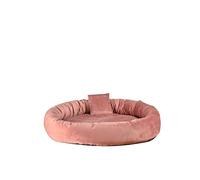 Rohrschneider Cuddly Island Velvet Pet Bed, Velvet, Round Lying Surface, Removable Cushion, Removable, Non-Slip, with Decorative Cushion (Rose, M)