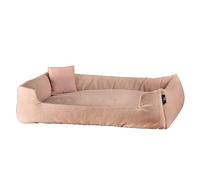 Rohrschneider Cuddly Sofa for Dogs, Recycled Upholstery Fabric, Grey or Pink, Various Sizes, Removable Cover, with Inner Cushion and Decorative Cushion, Non-Slip Underside (Pink, M: 70 x 49 x 15 cm)