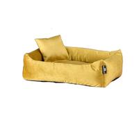 Rohrschneider Cuddly Velvet Sofa for Pets, with High Edge and Removable Inner Cushion, 100% Polyester, Washable Cover, Non-Slip Underside, Various Sizes and Colours (Mustard, S: 50 x 40 x 15 cm)