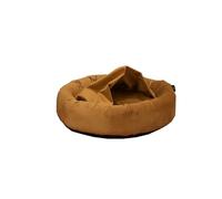 Rohrschneider LAJOS Cuddly Island for Dogs, Round with High Edge, Removable Cover, Hand Washable, Velvet Fabric Polyester, Non-Slip Underside, Removable Inner Cushion (Mustard, Size L: Diameter 90 x