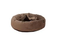 Rohrschneider LAJOS Cuddly Island for Dogs, Round with High Edge, Removable Cover, Hand Washable, Velvet Fabric Polyester, Non-Slip Underside, Removable Inner Cushion (Taupe, Size M: Diameter 68 x 18