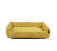 Rohrschneider Pet Bed Corduroy Fabric with Reversible Cushion, 66 x 48 x 4 cm, Non-Slip, Removable, for Dogs (Mustard)
