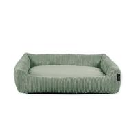 Rohrschneider Pet Bed Corduroy Fabric with Reversible Cushion, 66 x 48 x 4 cm, Non-Slip, Removable, for Dogs (Sage)