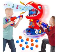 ROHSCE Shooting Game Toy for Boys 4-6 & Up - Movable Shooting Targets for Kids, Sound and Spray Effect Dinosaur Toys for Kids 3-5-7 with 2 Guns and 24 Foam Balls, Shooting Toy Gift for Boys and Girls