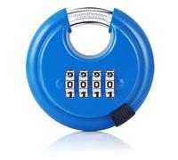 Rohuis Padlock Combination Lock - 4 Digit Discus Locker Lock with Hardened Steel Shackle - Heavy Duty Disc Pad Lock for Outdoors Sheds Fence, Gate Hasps, Storage Unit (Blue)