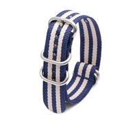 Roicoy Silver 5-Ring Striped Nylon Woven Watch Strap - Replacement Band for 18mm, 20mm, 22mm, 24mm Lugs