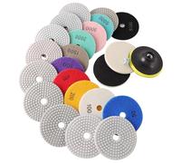 ROIIKETU 14PACK Diamond Wet Polishing Wheel Set, 100mm Wet/Dry Wheels for Granite, Concrete, Tile, Stone Grinding, Mixed Grit 50-8000 Sanding Pads with M14 Backer Pad & 2 Wool