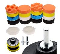 ROIIKETU Polishing Pads for Drill,25Pcs 8cm/3” Sponge Waxing Buffing Pad & Woolen Polishing Pad Set with M10 Drill Adapter for Auto Car Polisher (22)
