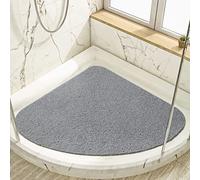 ROIMOE PVC Triangular Shower Mat, 60cm Radius, Gray, Non-Slip Loofah Massage Bath Mat with Drainage Holes for Wet Areas