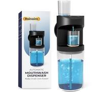Roinoim Automatic Mouthwash Dispenser, 550ml(19.35 Oz) Rechargeable Mouth Wash Dispensers with Magnetic Cups, 3 Dispensing Levels, Long Standby Time, Black