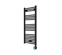 Rointe Elba Plus 500W Digital Electric Towel Rail, Programmable 24/7, Touch-sensitive LCD control panel, Open Window Detection, High precision NTC thermostat, Black matt RAL 9005, 1120 x 400 x 30 mm