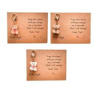 Roioiow 3 Pieces Flocking Bear Keychain - 3D Pocket Hug Token, Animal Bag Charm, Emotional Support Gift, Keepsake Exchange, Social Distance Accessory, Resin Pendant for Family and Loved Ones