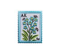 Roiseposie Alaska Forget-Me-Not State Flower Patch, Stamp 3 Inches Iron On/Sew On Embroidered Applique Fabric Aesthetic Floral Patches for Clothes Backpacks Hat Jeans, Vintage Patches for Boys Girls