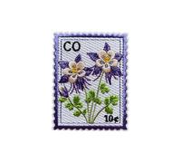 Roiseposie Colorado Rocky Mountain Columbine State Flower Patch, Stamp 3 Inches Iron On/Sew On Embroidered Applique Fabric Aesthetic Floral Patches for Clothes Backpacks Hat Jeans, Vintage Patches