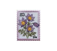 Roiseposie South Dakota Pasque Flower State Flower Patch, Stamp 3 Inches Iron On/Sew On Embroidered Applique Fabric Aesthetic Floral Patches for Clothes Backpacks Hat Jeans, Vintage Flower Patches