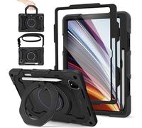 ROISKIN Case for Honor Pad GT Pro 12.3 Inch 2024 with HD Screen Protector & Shoulder Strap & Pencil Holder,Heavy Duty Shockproof Military Honor Pad GT Pro Case,Rotating Stand Case for Kids,Black