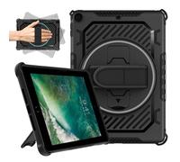 ROISKIN Case for iPad 6th/5th Generation 9.7 Inch 2017/2018: Heavy Duty Shockproof Rugged Protective Cover for iPad Air 2/ Pro 9.7 with 360 Rotation Stand/Hand Strap for Kids Boys Girls (Black)