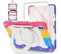 ROISKIN for Honor Pad 10 Case 12.1 Inch 2025 with Screen Protector, 360°Rotating Stand, Shoulder Strap, Heavy Duty Shockproof Kids Cover with Pencil Holder for Honor 10 Tablet Case, Pink
